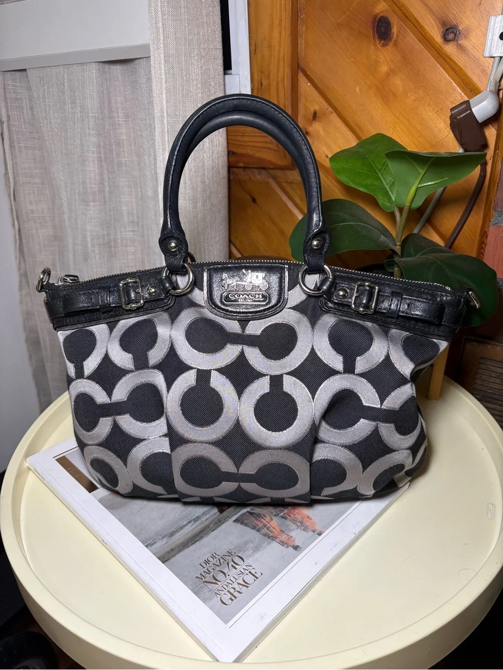 Coach Black & Gray Signature Tote Bag Vintage YK2